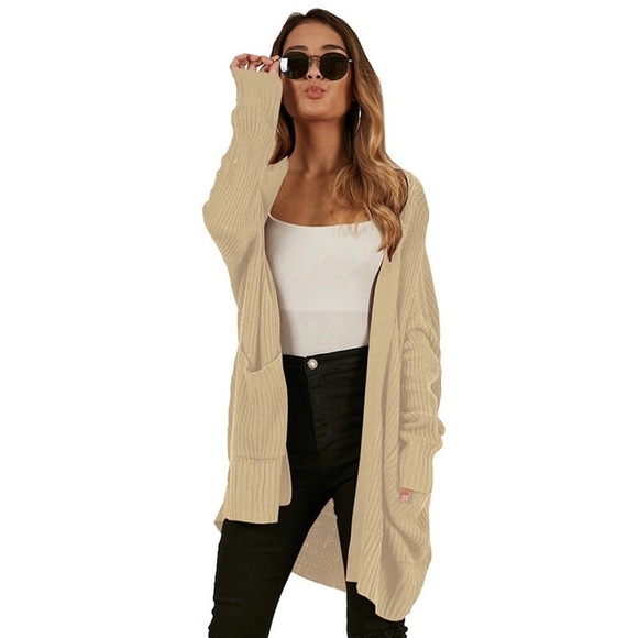 Cardigan Sweaters Open Front Long Sleeve Pocket - Picture 2 of 6